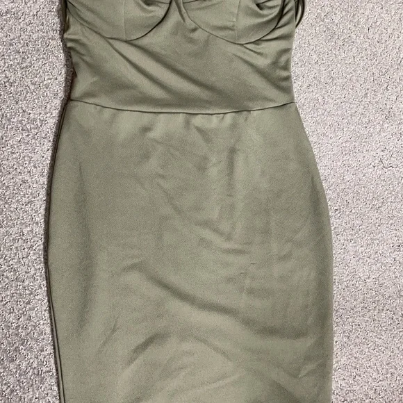 Boohoo night Rira strappy top detail olive green hot hot dress #A - Picture 6 of 10